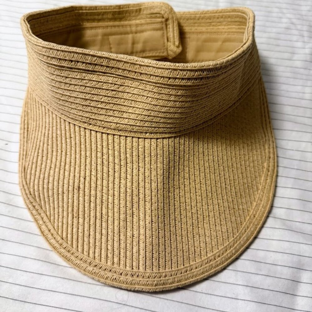 One Size Straw Velcro Sun Golf Visor‎ Wide Brim NWOT
